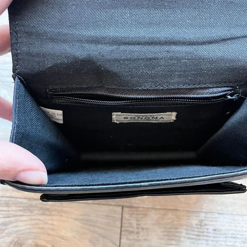 Sonoma Jean Co Black Leather Mini Crossbody Bag Minimalist Y2K Cute Grunge